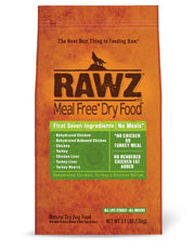 Rawz emballage avant montrant poulet et dinde, clarté d’ingrédients