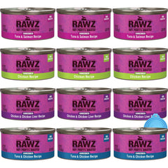Rawz boîte devant montrant l’étiquette et une viande réelle appétissante