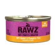 Rawz pâté lapin avant boîte montrant emballage et bénéfice de protéines réelles