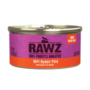 RAWZ pâté lapin face de la boîte montrant l'étiquette claire et bénéfice nutritif