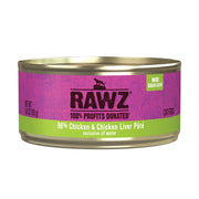 Rawz pâté poulet face de la boîte montrant l'emballage naturel et bénéfice qualité