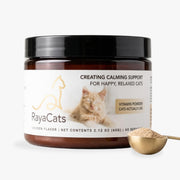 RayaCats emballage avant montrant la poudre calmante et avantages