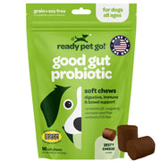 Ready Pet Go! emballage frontal des 90 chews montrant l’étiquette et avantage pratique
