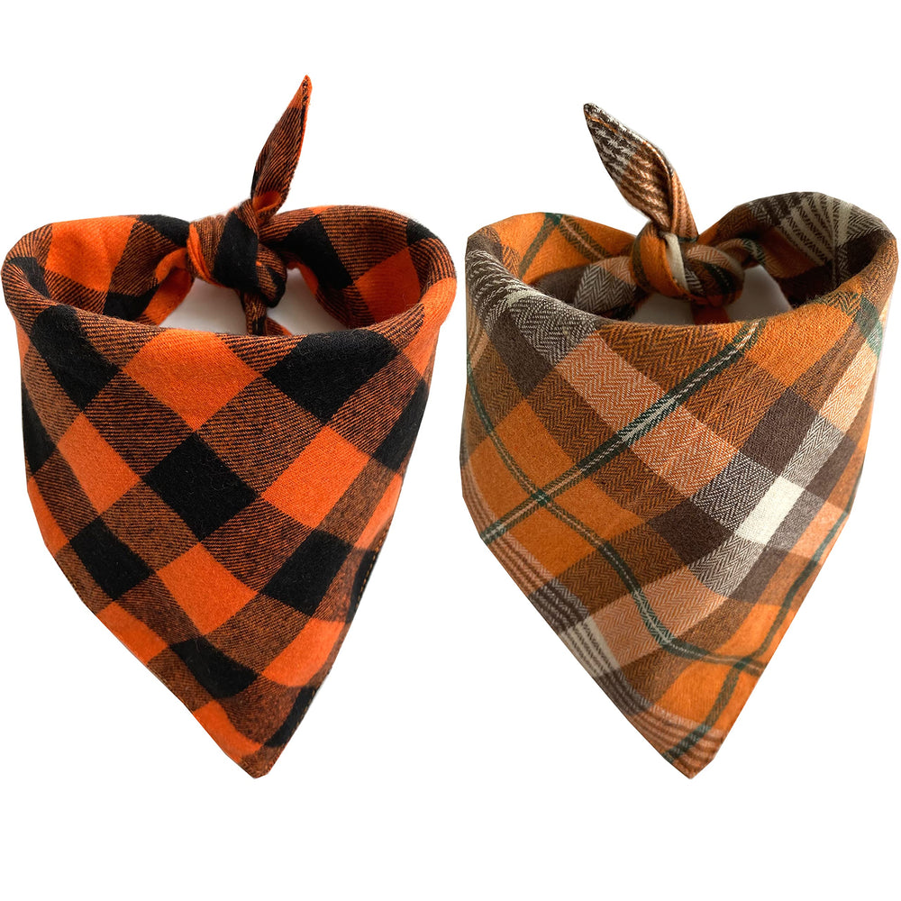 Realeaf bandana avant orange carreaux montrant style automnal et confort