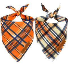 Realeaf bandana automne devant montrant motif orange à carreaux et look réversible