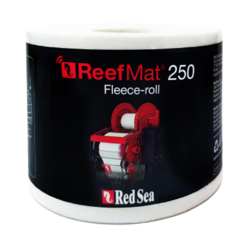 Red Sea rouleau ReefMat 250 emballage montrant longueur et compatibilité, facilite remplacement rapide