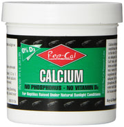 Rep-Cal flacon de poudre de calcium sans phosphore présentant l'étiquette et la contenance, apport minéral fiable