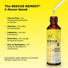 RESCUE flacon tenu en main pour comparaison d'échelle et dosage visuel