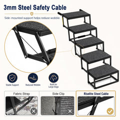 RISELITE escalier déployé contre hayon illustrant usage véhicule pratique