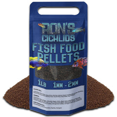 RON'S CICHLIDS emballage face montrant 1 lb et bénéfice nutritionnel