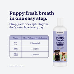 ROSEY'S PUPPY FRESH BREATH gamelle d'eau en usage quotidien pour hygiène