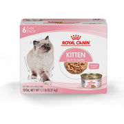 ROYAL CANIN face avant de la conserve montrant la recette pour chatons et facilité d'usage