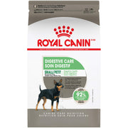 ROYAL CANIN emballage avant Small Digestive Care montrant la formule pour petit chien, tranquillité d'esprit