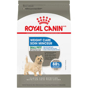 ROYAL CANIN emballage avant Small Weight Care montrant la portion recommandée