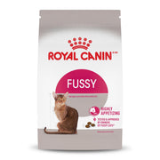 ROYAL CANIN paquet avant montrant la formule Fussy et facilité d'achat