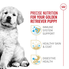 ROYAL CANIN croquette à l’échelle main indiquant taille adaptée au museau du chiot