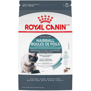 ROYAL CANIN packaging avant du sac Hairball Care montrant l’étiquette et bénéfices