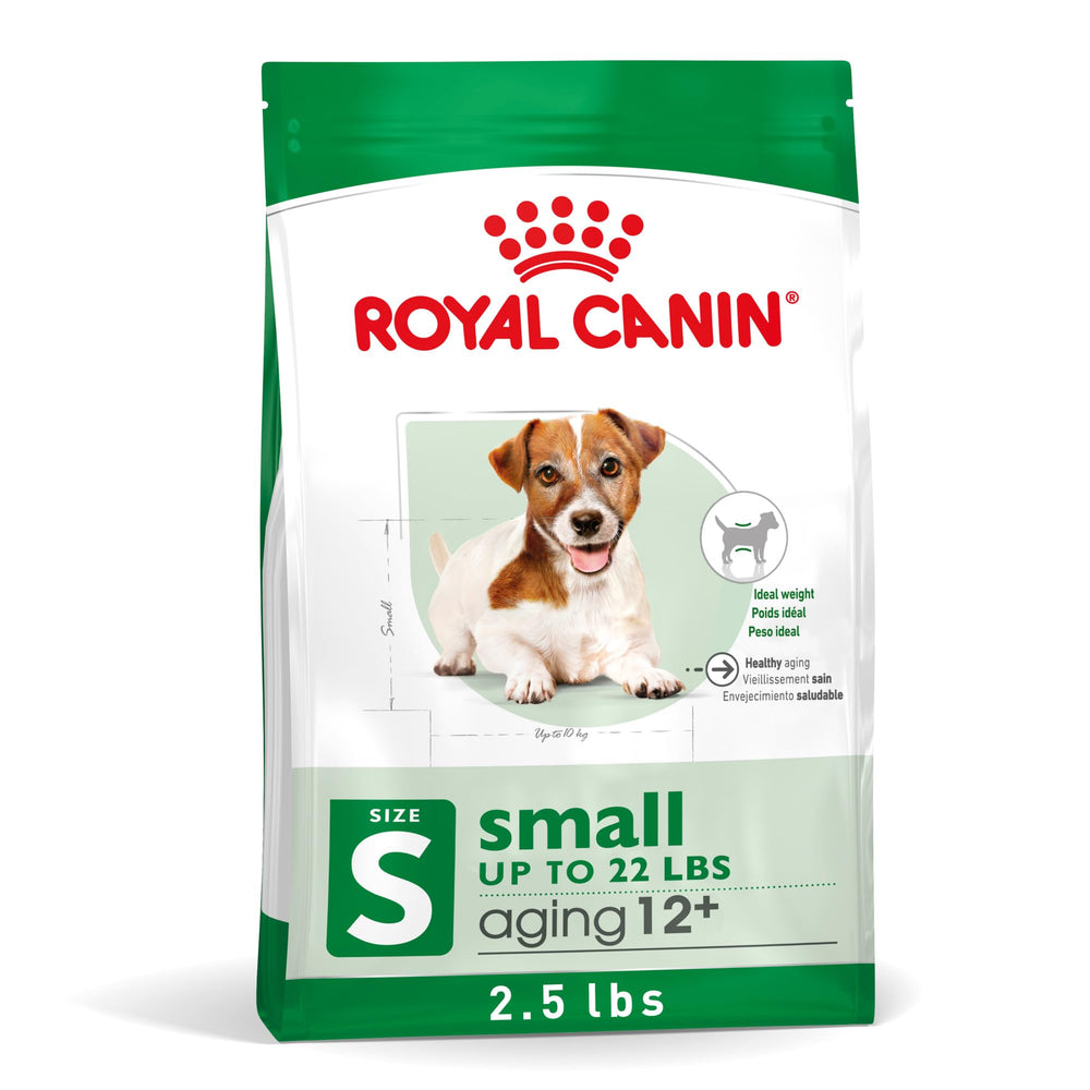 ROYAL CANIN sac face montrant formule Small Aging 12+ pour contrôle du poids