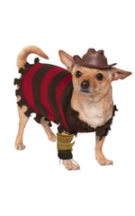 Rubies costume Freddy devant montrant pull, chapeau et gant, look authentique