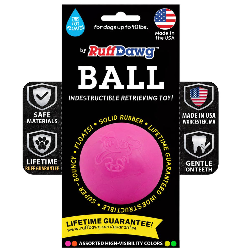 Ruff Dawg balle rose vue face avant pour jeu durable