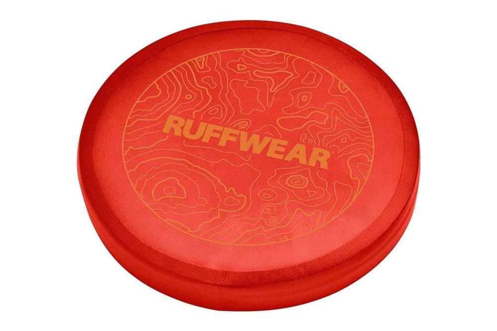 Ruffwear empaquetage avant du Camp Flyer montrant couleur rouge sumac et visibilité