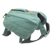 Ruffwear vue avant du sac à dos pour chien montrant tenue et poches pratiques