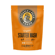 Scratch and Peck Feeds sachet avant montrant le packaging recyclable et avantages écologiques