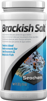 Seachem Brackish Salt emballage avant montrant le format 300 g et information produit