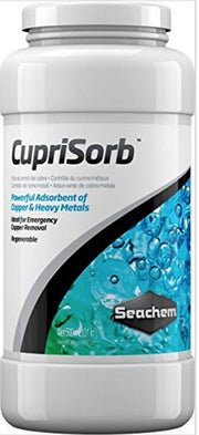 Seachem CupriSorb emballage avant montrant le produit et utilisation rapide