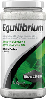 Seachem Equilibrium emballage avant montrant le format 300 g et utilisation claire