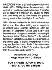 Seachem Malawi/Victoria Buffer granules gros plan illustrant texture stable