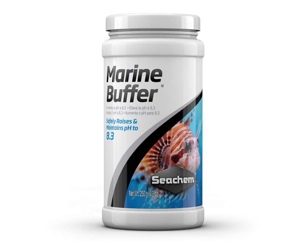 Seachem Marine Buffer paquet 250 g montrant l'emballage et l'usage sûr
