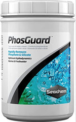 Seachem PhosGuard emballage avant montrant le volume et l'usage, favorise une eau claire