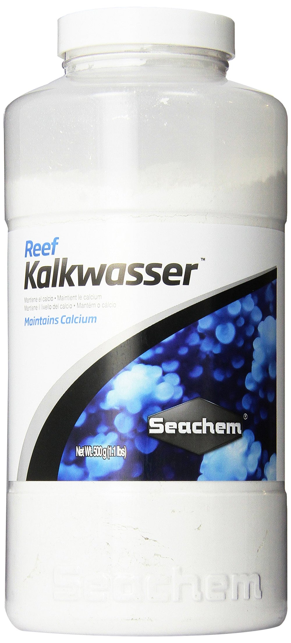Seachem Reef Kalkwasser paquet frontal montrant pureté et dosage