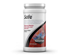 Seachem Safe emballage avant montrant label et dosage, sécurité pour aquarium