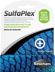 Seachem SulfaPlex emballage avant montrant produit et dosage, praticité garantie