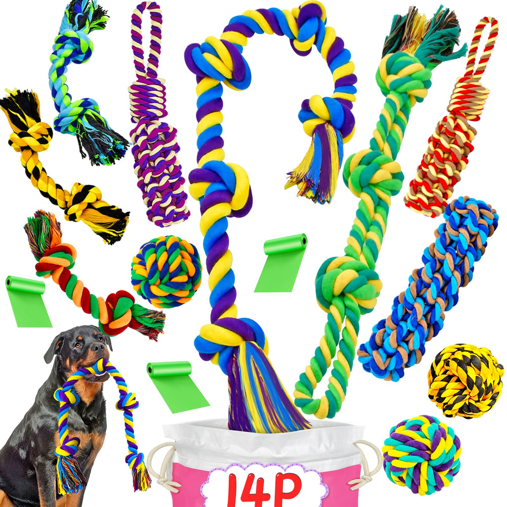 SHARLOVY ensemble de 14 jouets en corde montré à l'extérieur pour jeu durable