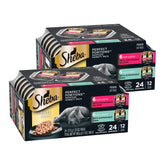 Sheba emballage avant montrant variétés saumon et thon, pratique pour portions