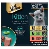 Sheba face de l’emballage multipack montrant portions pratiques et variété