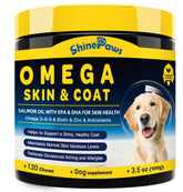 SHINEPAWS emballage avant montrant 120 chews et bénéfice fraîcheur