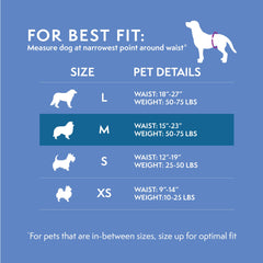 Simple Solution comparaison taille montrant ajustement pour chiens moyens