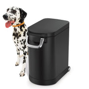 simplehuman vue avant du conteneur mat noir, rangement propre et hermétique