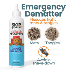 Skip the Groomer flacon 8 oz détaillé illustrant taille pratique pour rangement