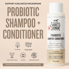 SKOUT'S HONOR texture en goutte illustrant formule hydratante et probiotique