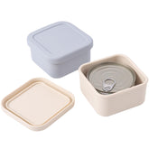 SLSON face avant du lot de deux couvercles montrant couleurs beige et gris et rangement propre