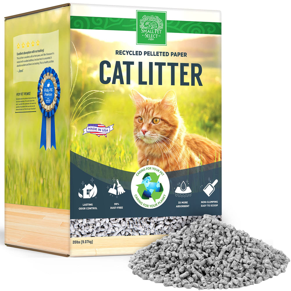 Small Pet Select emballage avant montrant le sac et le bénéfice écologique