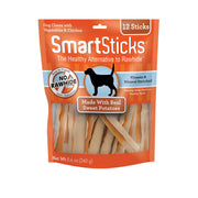 SmartBones emballage avant montrant 12 SmartSticks et bénéfice sans rawhide