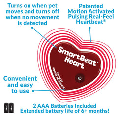 Snuggle Puppy détail du cœur SmartBeat montrant la texture et sensation pulsatil