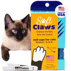 Soft Claws emballage avant montrant kit bleu et bénéfice protection mobilier