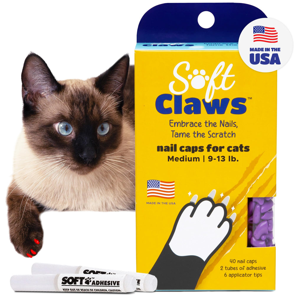Soft Claws emballage violet montrant le kit complet et protection meubles